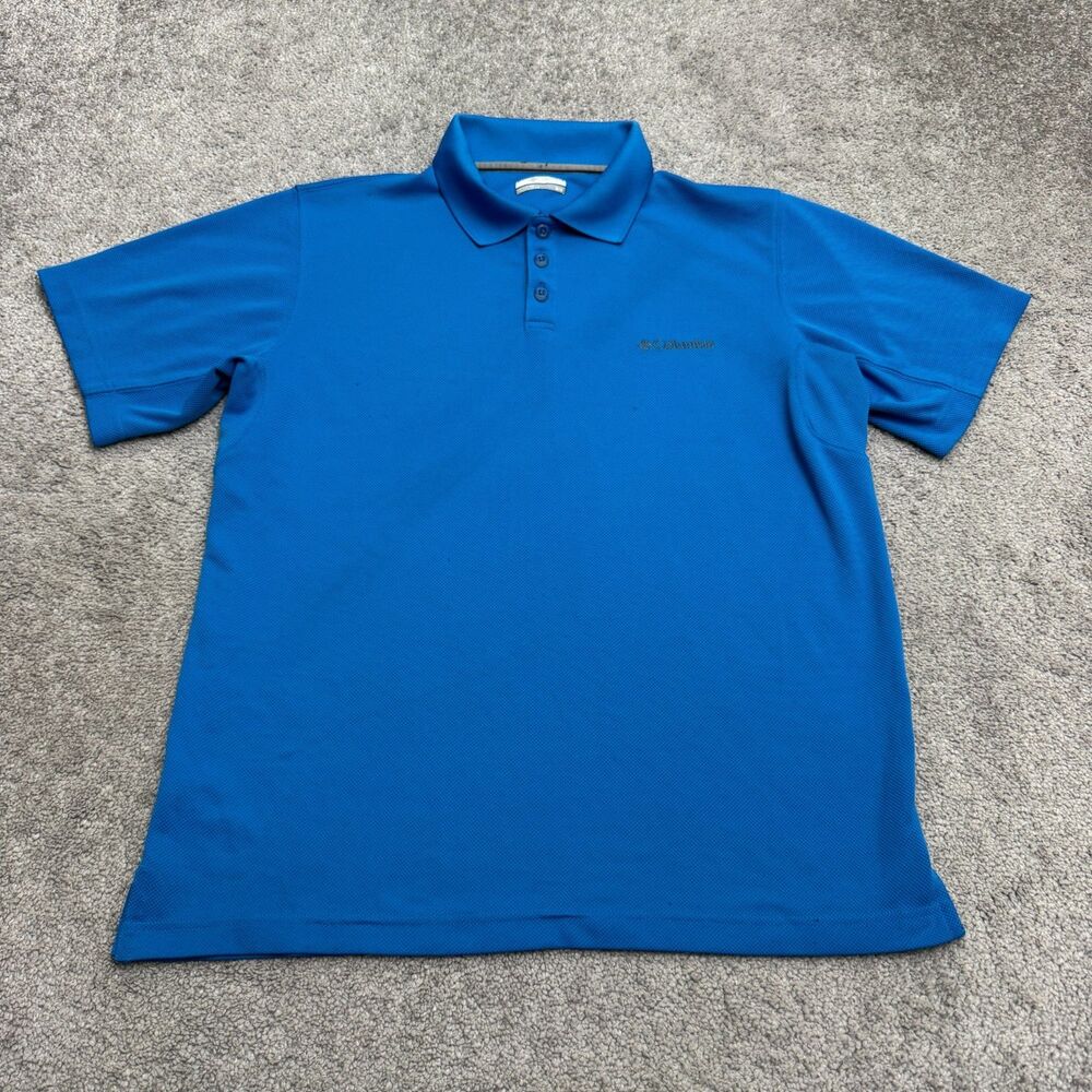 Columbia Omni-Wick Performance Polo Men Medium Blue Short Sleeve Outdoor Golf
